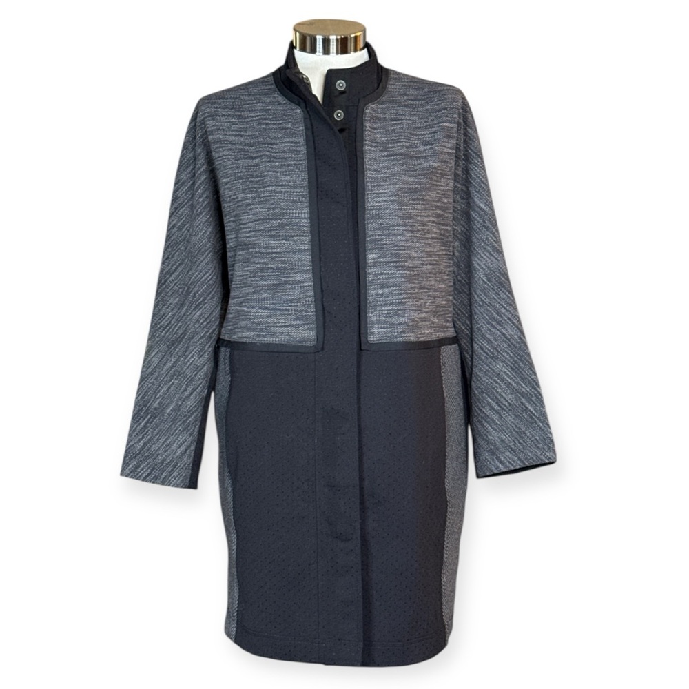 LULULEMON XS SHINE DOT BLACK DIAMOND JACQUARD SPACE DYE BLACK COCOON CAR COAT - Picture 2 of 14